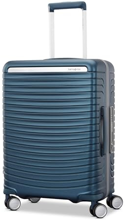 Samsonite Framelock Hartschalenkoffer mit 360-Grad-Rollen, Uni, Blau, Carry-on Spinner