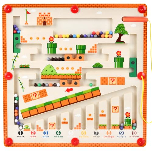 KINGOZOYI Magnetspiel Spielzeug ab 3 Jahre, Montessori Spielzeug 2 3 4 5 6 Jahre Holzspielzeug Magnetspiel Labyrinth für Kinder