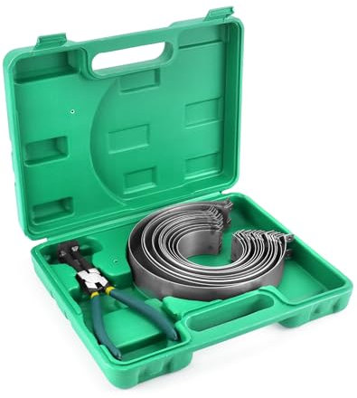 QWORK® Kolbenring Spannband Set mit Zange, 62-145 mm, für SUVs/LKWs/Traktoren/Autos, inkl. Aufbewahrungsbox