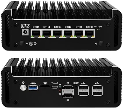 PeeliCeeli N100 Mini PC Firewall Support Windows OPNsense, Lüfterlos Micro Computer N100 12th Gen Fanless PC, 6 x 2.5GbE I226V LAN, Barebone, NO RAM NO Storage, NO System, N100-6L