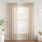 Woaboy Gardinen mit Kräuselband Fenster Voile Vorhänge Wohnzimmer Transparent Sheer Curtains Stores Gardine Schlafzimmer Modern Schlaufengardinen 2er Set 140x200cm (BxH) Beige