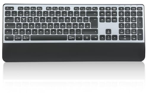 K9100 Wireless Bluetooth Keyboard - Full Size, Multi-Device with Wrist Rest, 3-Level Backlit, Number Pad, Rechargeable Quiet Keyboard for Computer, Laptop, iPad, MacBook, Office, Work