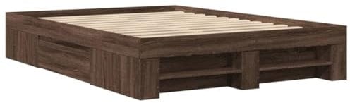 vidaXL Bettgestell, Bettrahmen mit Lattenrost, Schlafzimmerbett Bett mit Stauraum, Doppelbett für Schlafzimmer, Braun Eichen-Optik 120x200cm Holzwerkstoff