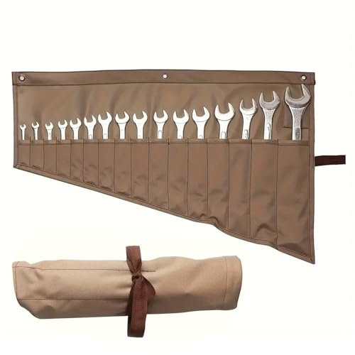 Zephylix Organizador de llaves enrollables, 16 bolsillos, bolsa enrollable, bolsa de herramientas, bolsa organizadora de herramientas, bolsa pequeña para llaves inglesas, bolsa de herramientas para
