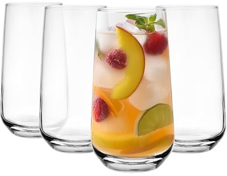 Glasmark KROSNO 1992 Trinkgläser Set Longdrinkgläser 4 Stück 430 ml Gläser Wassergläser Cocktailgläser Highball Glas Spülmaschinenfest