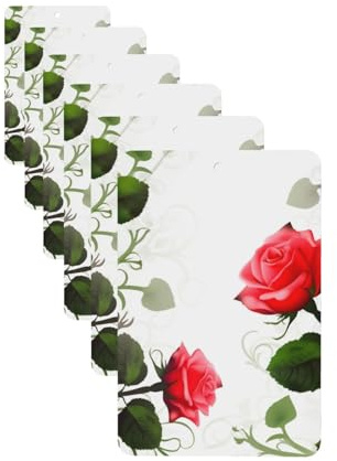 6 Stück Auto-Lufterfrischer, Blumen-Rose, Efeu mit Blättern, Frühlingsduft, Duftkarten für Auto, Innenspiegel, Anhänger, Aromatherapie-Tabletten, Geschenke für Damen und Herren, rechteckig