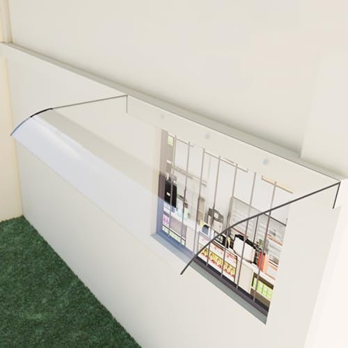 Rovss Vordach für Haustür 400x400x150mm 400x800x150mm Transparentes Überdachung Haustür für Garage Draußen Pavillion Hauseingang UV-Schutz Pultbogenvordach(400x400x150mm)