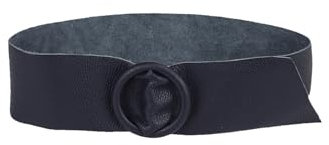 FrasiBags Cintura Donna Pelle con Fibbia Anello, Cinture da Donna Elegante, Cintura Alta per Vestiti, Cinta Larga per Abiti in Vera Pelle Made in Italy (Blu Scuro)