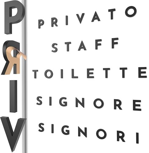 Inscriptions autocollantes en relief Privato, Staff, Toilette, Signore, Signori – Signalisation décorative pour portes et murs, intérieur vintage (Noir, Italien)