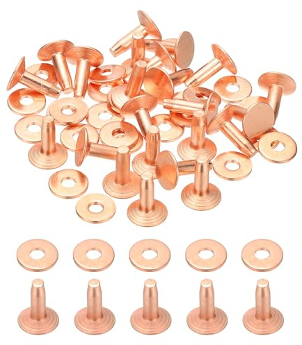 PATIKIL 24 Paar Leder Nieten Set, 9 x 3.3 x 10mm Kupfer Nietenzange Set Kleidung, Hohlnieten für Leder, Ledernieten, Ledernietenset, Hohlnieten Niete für DIY Gürtel Taschen Schuhe