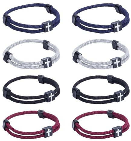 UNICRAFTALE 8 unidades de 4 colores trenzados pulsera cruzada pulsera de cuerda cruzada para hombres y mujeres náutica surf pulseras de playa pulsera ajustable cordón pulsera hecha a mano regalos de