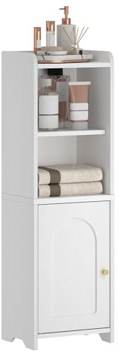 Hzuaneri Meuble de Salle de Bain, Meuble de Rangement avec Portes, Armoire d’Angle avec Étagères Réglables, Armoire de Toilette, 20 x 25 x 80 cm, Blanc BC39713X