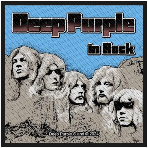 Deep Purple in Rock Mount Rushmore Design Aufnäher Patch 10x10cm Bestickt Offizielle Band Merchandise