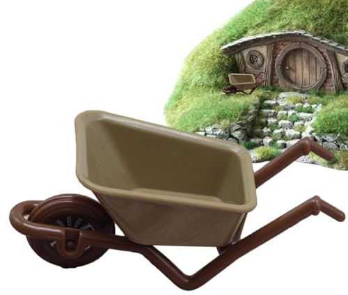 Miniature Small Toy Wheelbarrow – Emulation Mini Cart for Action Figures, Pocket Farm Tool Toy Model | Mini Construction Wheel Barrow for Diorama, Garden Decor, and Pretend Play Scenes