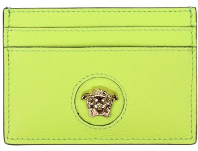 Versace Medusa Portafoglio Porta Carte Di Credito In Pelle, Verde, classico