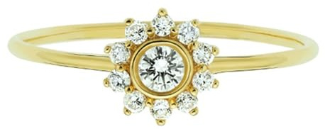 Wycian Damenring Hochzeit Frauen Ring mit Stein Gold 14 Karat Gelbgold Au585 Runde Form Moissanit Größe 57 (18.1) Vorsteckring für Damen Beliebt Schmuck