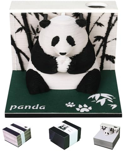 Mineup Panda Kalender 2026 mit Stifthalter, 3D Kalender 2026, 3D Kalender Abreißen 2026, Tischkalender-Notizblock, Panda Geschenk, Kreatives Papierskulptur-Bastel-DIY-Geschenk