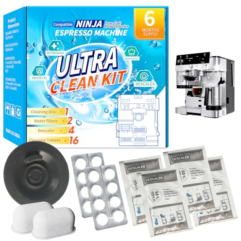 OCTPLAY ​Espresso Cleaning Supply Kit for Ninja Luxe Cafe, 6 Month Supply, Descale Packets, Cleaning Tablets, Water Filters​​,Disc,Espresso & Coffee Machine ES501 ES601 ES701 Cleaner