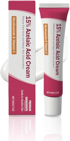 Azelainsäure Creme 15% – 2er Set Azelaic Acid Gesichtscreme 20g, Anti Pickel & Rötungen, Gegen Rosacea & Pigmentflecken, Verfeinert Poren & Spendet Feuchtigkeit, Für Empfindliche Haut