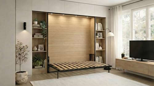 Morphy Klassisches Klappbett - modulares Multifunktionssystem SizeFlex & TypeFlex, platzsparendes, erweiterbares Murphy-Bett mit Sofa-/Schreibtisch-/Etagenbett-Modulen (140x200 cm, Horizontal)