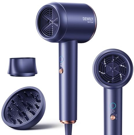 Ionen Föhn mit Diffusor Schnelltrocknen Haartrockner Tragbar Reisefön, Blau | 1800W Haarföhn Hair Dryer, Fön Klein Kompakt Föhn mit Aufsätzen, 3 Temperatureinstellungen/ 2-Gang