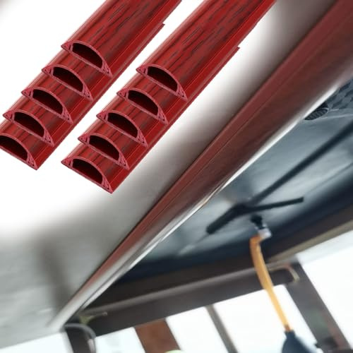 PVC Wood Grain Cable Brown Trunking 1 5 10 Pcs, Red Plastic Wire Cover For Indoor And Outdoor/Self Adhesive Cable Raceway Hider For Cables And Cords(10 PCS,W 22 MM L 180 CM)