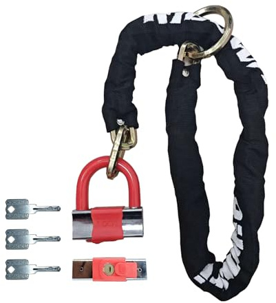 Heavy Duty Motorcycle & Bike Chain Lock, 3M/10FT 10mm Cut Resistant Security Chain with 16mm U-Lock & 3 Keys, Anti-Theft Lock for Generators, Gates, High Value Bicycles【10mm*3M】