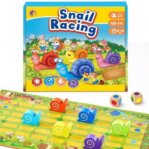 Kleine Schnecke Spiel, Klassiker Brettspiel & Familienspiel ab 3-6 Jahren, Schneckenrennen Spiele für 2-6 Spieler, Montessori Gesellschaftsspiel ab 3 Jahre, Kinderspiel Geschenk für Mädchen Jungen