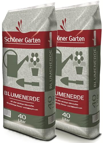 Kleeschulte Schöner Garten Blumenerde – Gebrauchsfertige Universalerde für Zimmer-, Balkon- & Gartenpflanzen | Mit Nährstoffen versorgt | Fürs Eintopfen & Umtopfen (2X 40 Liter)