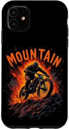 Hülle für iPhone 11 Dynamischer Mountainbiker in feuriger Action