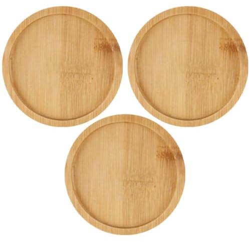 OSOLADY Soucoupe Ronde pour Pot de Fleurs en Bois 3 Pièces Kaki | Plante en Pot, Collecte les Débordements de Terre, Usage Déco Maison et Projets de Jardinage