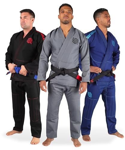 Sanabul Essential BJJ Gi for Men | Brazilian Jiu Jitsu Gi BJJ | Lightweight, Preshrunk Cotton Fabric | IBJJF Approved (Grey, A1)