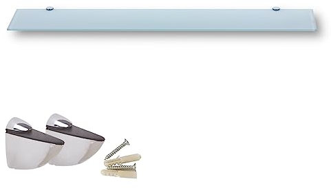 Euro Tische Étagère Murale en Verre 90cm, étagère en Verre pour Salle de Bain, étagère de Douche en Verre Blanc avec Verre de sécurité trempé de 6mm et Supports métalliques (Blanc)