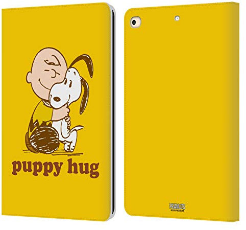 Head Case Designs Licenciado Oficialmente Peanuts Charlie Cachorro Abrazo Abrazo Snoopy Carcasa de Cuero Tipo Libro Compatible con Apple iPad 9.7 2017 / iPad 9.7 2018