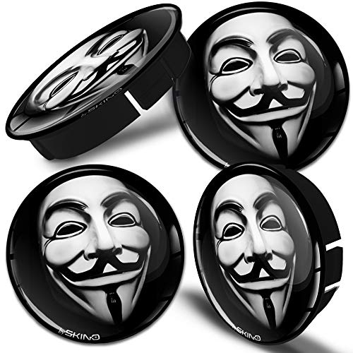 SkinoEu® 4 x 60mm Coprimozzi Coprimozzo Universale Copricerchi Tappi per Ruote Tappi di Cerchioni Tappi di Copertura Senza Logo Nero Masque Anonyme Anonymous Mask C 6 Z*