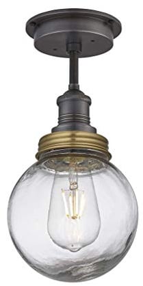 Industville - Brooklyn Outdoor & Bathroom Flush Mount - Pewter/Brass - Globe Glass