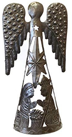it's cactus - metal art haiti Crèche de Noël - Décoration de table en forme d'ange debout - Décoration de maison de vacances - Figurine religieuse - 11,4 x 4,4 x 22,9 cm