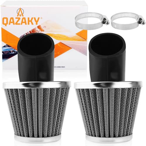 QAZAKY 2 pezzi 35 mm filtro aria pulitore 45 gradi angolato compatibile con 50 cc 70 cc 90 cc 110 cc 125 cc 2 tempi motore moto ATV quad scooter go kart ciclomotore Pit Dirt Pocket mini bici 34 mm 36