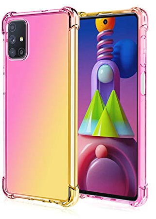 GOGME Hülle für LG K42 Hülle, Farbverlauf-TPU Handyhülle, [Vier Ecken Verstärken] Weiche Transparent Silikon Soft TPU Case Schock-Absorption Durchsichtig Schutzhülle (Pink/Gold)