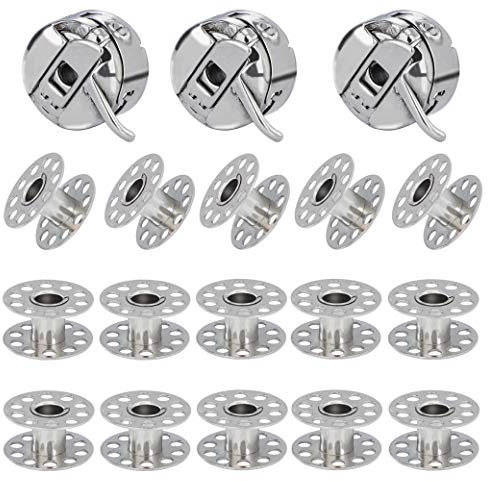 Nähmaschinen Spulenkapsel 3 PCS und Nähmaschinen Spulen 15pcs aus Metall, Nähzubehör Handwerk Werkzeuge zum Basteln, Nähen, kompatibel mit Frontlader, 15 Klasse Maschinen