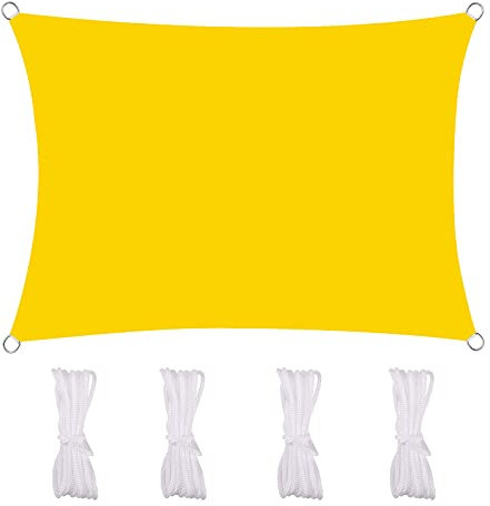 MEEYI Toile Tendue Terrasse, Voile D'Ombrage ImperméAble Protection des Rayons UV Et Tissu ImperméAble Voile D'Ombrage pour ExtéRieur/Terrasse/Jardin Jaune 3X4m