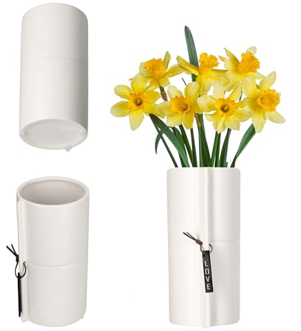 KADAX Overflow fatto di ceramica, 2 colori, calzolaio di fiori, pentola rivestita in ceramica, vaso di fiori, vaso di fiori, fioriera per alberi di draghi, violette, pansy (bianco, ⌀ 9 cm)