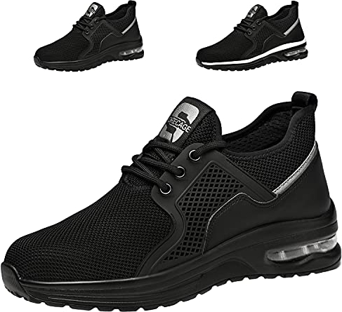 Gainsera Arbeitsschuhe Damen Herren Leichte Stahlkappenschuhe Atmungsaktive Sicherheitsschuhe Schwarz 43 EU 265