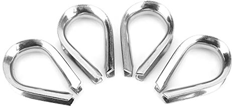 Drfeify Dedales de Cable de Cuerda de Alambre, 4 Uds 12mm M12 dedales de Cable de Cuerda de Alambre de Acero Inoxidable Aptos para Cable de Cuerda de Alambre de 1/2 Pulgada de diámetro