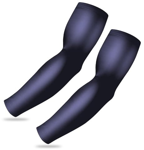 Manicotti sportivi a compressione per uomini e donne, per ragazzi, bambini, baseball, maniche da pallavolo e pallacanestro, Blu navy, 18/20 cm