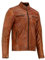 Leatherick Giacca da motociclista in vera pelle dall'aspetto invecchiato marrone chiaro, marrone invecchiato (XL)