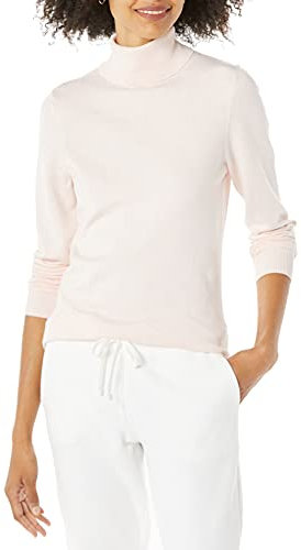 Amazon Essentials Pull Col Roulé À Manches Longues Léger Coupe Classique (Grandes Tailles Disponibles) Femme, Rose Pâle, 6XL Grande taille