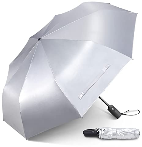 NINEMAX UV Protección Paraguas Plegable Automatico,Paraguas Antiviento con Filtro Solar UPF50+ para Hombre Mujer(Negro)