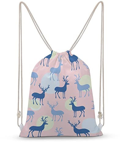 Rucksack mit Kordelzug, Elch, großes Fassungsvermögen, wasserabweisend, Segeltuch, Sport, Yoga, Turnbeutel für Jungen, Mädchen, Kinder, Frauen, Männer, Teenager