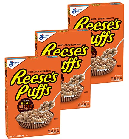 Reese's Puffs 320g - 3er Pack | Zerealien mit Reese's Erdnussbutter-Geschmack und Hershey's Kakao | Vorteilsangebot